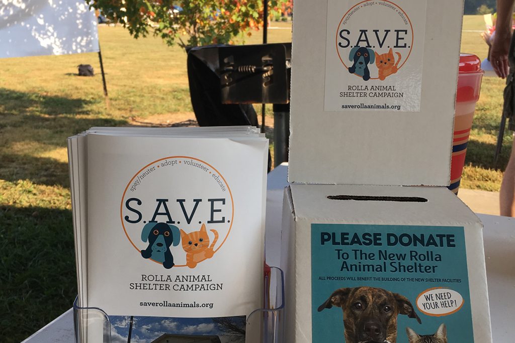 SAVE logo on brochure and donation station